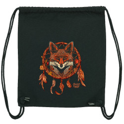 Sac à dos en toile recyclée noir Indian Fox (Gondrax,Bad River,Animaux)