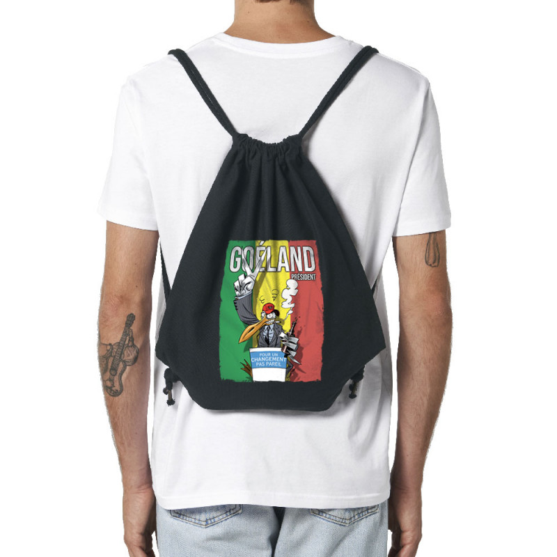 Sac à dos en toile recyclée noir Goéland Président (Animaux,Goéland,Elections)