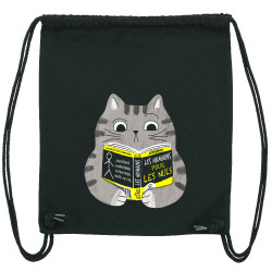 Sac à dos en toile recyclée noir Les humains pour les nuls (Gondrax,Animaux,Chats,Humour,Devoirs de vacances)