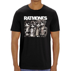 T-shirt homme coton bio noir Ratmones (Ramones) (Animaux,Détournements,Gondrax)
