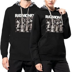 Sweat capuche à motifs unisexe noir et têtes de mort mexicaines Ratmones (Ramones) (Animaux,Détournements,Gondrax)