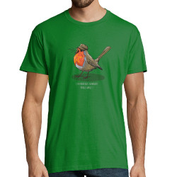 Tee-shirt homme vert prairie Camarade Rouge Gorge (Mr Mouton,Animaux,Humour)