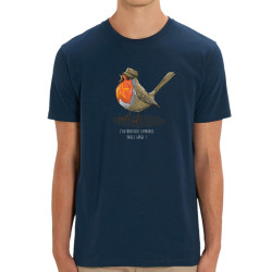 T-shirt homme coton bio bleu marine Camarade Rouge Gorge (Mr Mouton,Animaux,Humour)