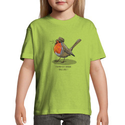 T-shirt enfant vert pomme Camarade Rouge Gorge (Mr Mouton,Animaux,Humour)
