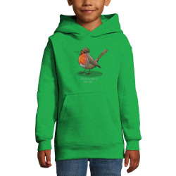 Sweat enfant à capuche vert prairie Camarade Rouge Gorge (Mr Mouton,Animaux,Humour)