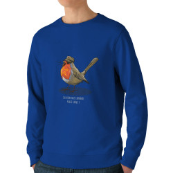 Sweat homme bio col rond bleu royal Camarade Rouge Gorge (Mr Mouton,Animaux,Humour)