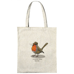 Sac shopping en toile naturel Camarade Rouge Gorge (Mr Mouton,Animaux,Humour)