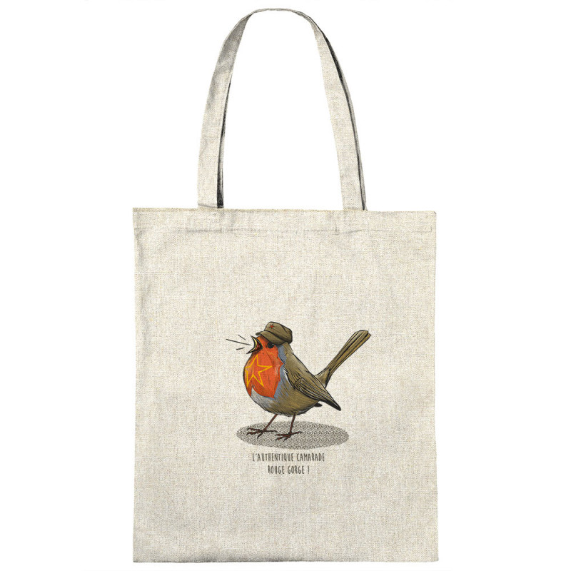Sac shopping en toile naturel Camarade Rouge Gorge (Mr Mouton,Animaux,Humour)