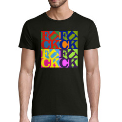 T-shirt homme coton bio noir Fuck (Love) Warhol (Gondrax,Slogans Débiles,Musée)