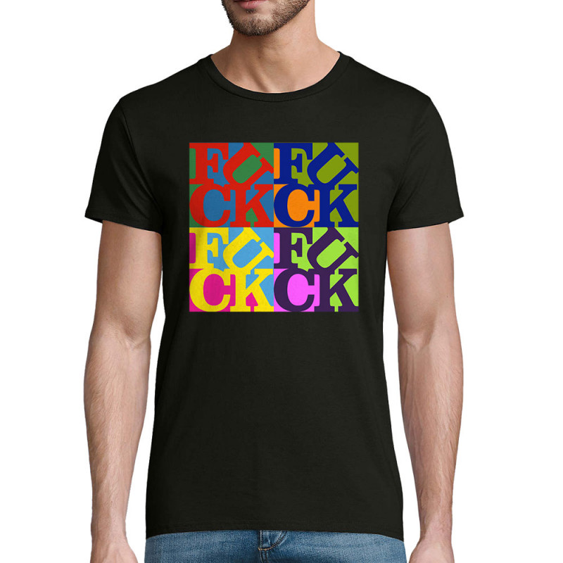 T-shirt homme coton bio noir Fuck (Love) Warhol (Gondrax,Slogans Débiles,Musée)