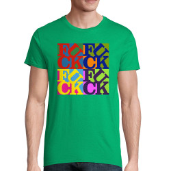 T-shirt homme coton bio vert prairie Fuck (Love) Warhol (Gondrax,Slogans Débiles,Musée)