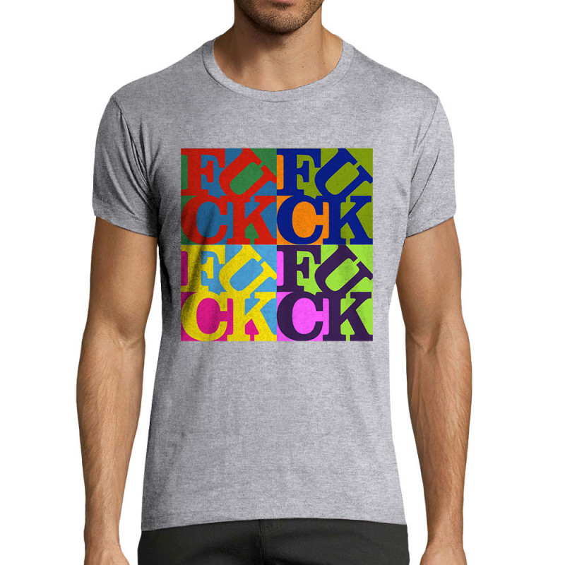 T-shirt homme fit gris chiné Fuck (Love) Warhol (Gondrax,Slogans Débiles,Musée)