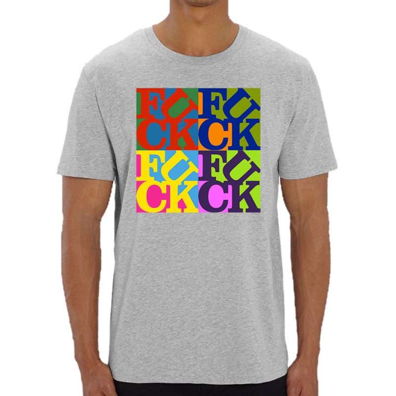 T-shirt homme coton bio gris chiné Fuck (Love) Warhol (Gondrax,Slogans Débiles,Musée)