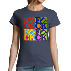 T-shirt femme bleu denim Fuck (Love) Warhol (Gondrax,Slogans Débiles,Musée)