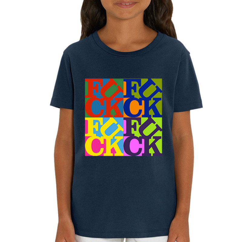 T-shirt enfant coton bio bleu marine Fuck (Love) Warhol (Gondrax,Slogans Débiles,Musée)