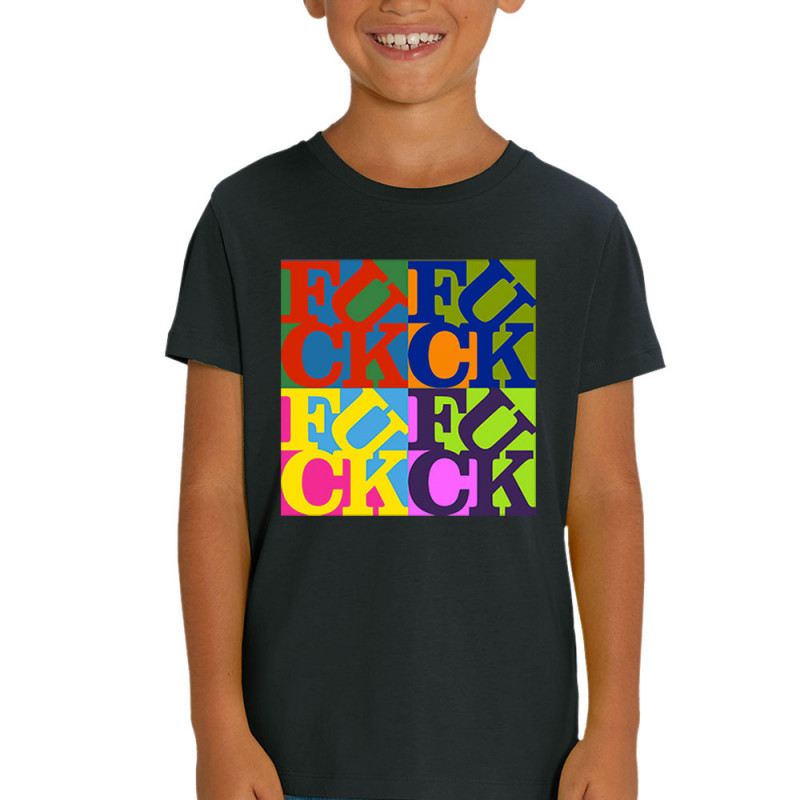 T-shirt enfant coton bio noir Fuck (Love) Warhol (Gondrax,Slogans Débiles,Musée)
