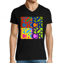 T-shirt homme col V noir Fuck (Love) Warhol (Gondrax,Slogans Débiles,Musée)