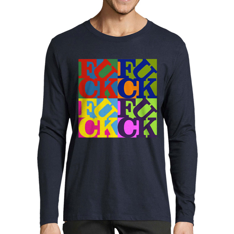 T-shirt homme manches longues bleu marine Fuck (Love) Warhol (Gondrax,Slogans Débiles,Musée)