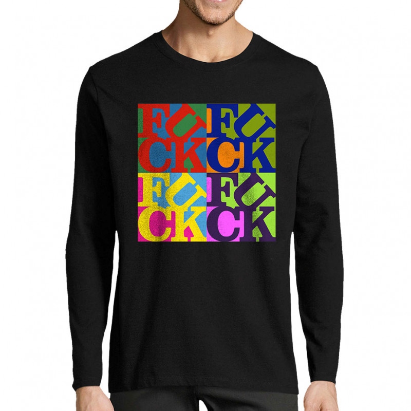 T-shirt homme manches longues noir Fuck (Love) Warhol (Gondrax,Slogans Débiles,Musée)