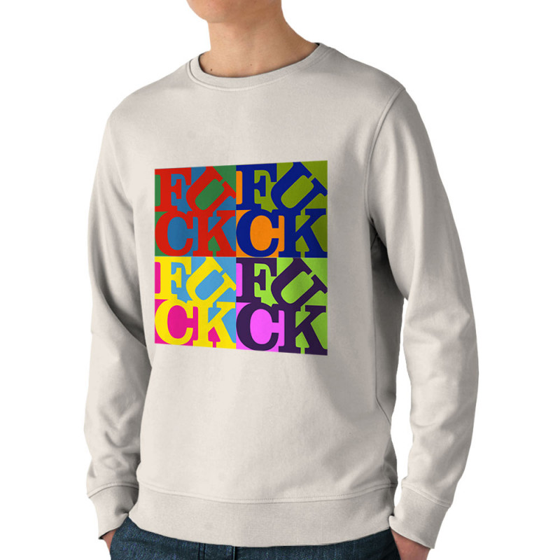 Sweat homme bio col rond naturel Fuck (Love) Warhol (Gondrax,Slogans Débiles,Musée)