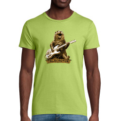 T-shirt homme coton bio vert pomme Telecastor (Gondrax,Animaux,Humour)