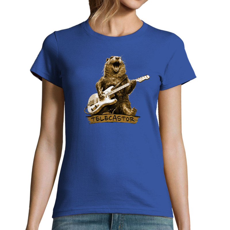 T-shirt femme bleu royal Telecastor (Gondrax,Animaux,Humour)