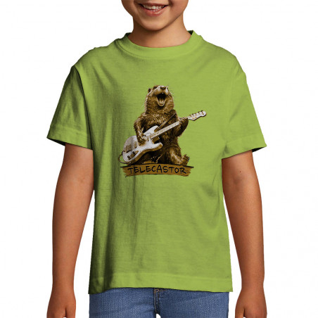T-shirt enfant vert pomme Telecastor (Gondrax,Animaux,Humour)