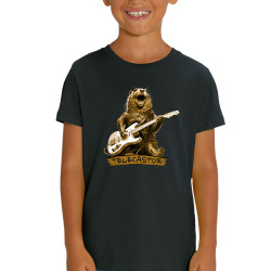 T-shirt enfant coton bio noir Telecastor (Gondrax,Animaux,Humour)