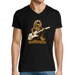 T-shirt homme col V noir Telecastor (Gondrax,Animaux,Humour)