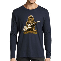 T-shirt homme manches longues bleu marine Telecastor (Gondrax,Animaux,Humour)