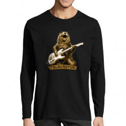 T-shirt homme manches longues noir Telecastor (Gondrax,Animaux,Humour)