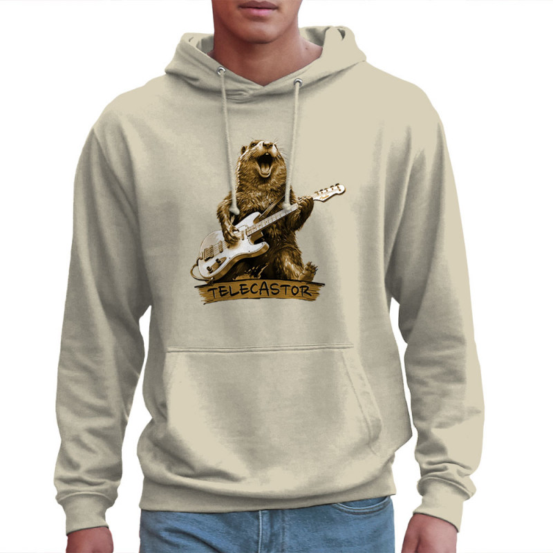 Sweat homme à capuche naturel Telecastor (Gondrax,Animaux,Humour)