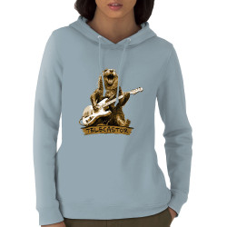 Sweat femme à capuche coton bio bleu ciel Telecastor (Gondrax,Animaux,Humour)