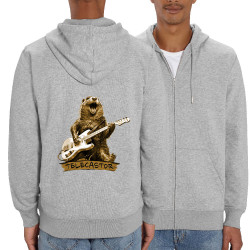 Sweat homme zippé à capuche coton bio gris chiné Telecastor (Gondrax,Animaux,Humour)