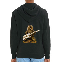 Sweat femme zippé à capuche coton bio noir Telecastor (Gondrax,Animaux,Humour)