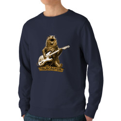 Sweat homme bio col rond bleu marine Telecastor (Gondrax,Animaux,Humour)