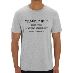 T-shirt homme coton bio gris chiné Vulgaire (Gondrax,Slogans Débiles)