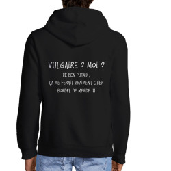 Sweat homme à capuche zippé noir Vulgaire (Gondrax,Slogans Débiles)