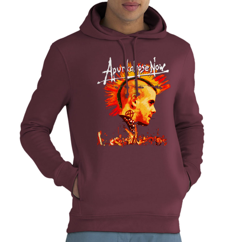 Sweat homme à capuche coton bio bordeaux Apunkalypse Now (Gondrax,Slogans Débiles,Rock & Punk)