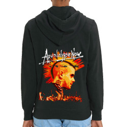 Sweat femme zippé à capuche coton bio noir Apunkalypse Now (Gondrax,Slogans Débiles,Rock & Punk)