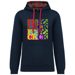 Sweat capuche à motifs unisexe bleu marine et rouge tartan Fuck (Love) Warhol (Gondrax,Slogans Débiles,Musée)