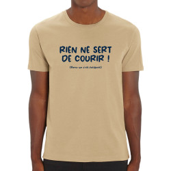 T-shirt homme coton bio naturel Rien ne sert de courir (Gondrax,Humour,Slogans Débiles,Paresse)