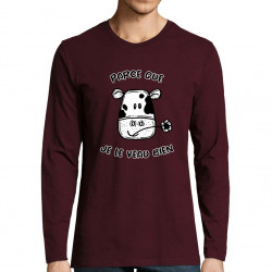 T-shirt homme manches longues bordeaux Parce que je le veau bien (Gondrax,Animaux,Humour)