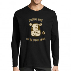 T-shirt homme manches longues noir Parce que je le veau bien (Gondrax,Animaux,Humour)