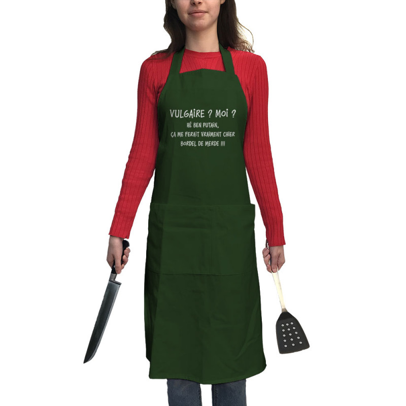 Tablier unisexe vert bouteillle Vulgaire (Gondrax,Slogans Débiles)
