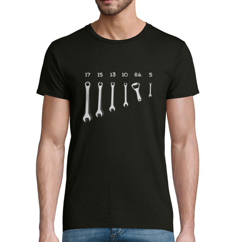 T-shirt homme coton bio noir Les bons outils (Gondrax,Alcool,Humour)