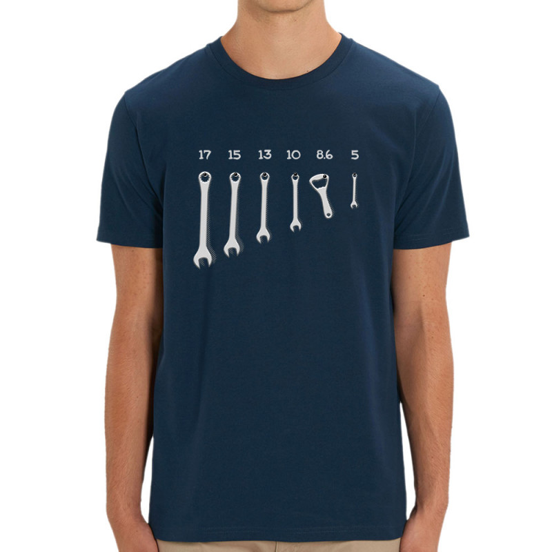 T-shirt homme coton bio bleu marine Les bons outils (Gondrax,Alcool,Humour)