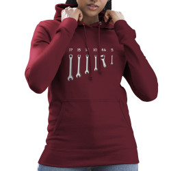 Sweat femme à capuche bordeaux Les bons outils (Gondrax,Alcool,Humour)