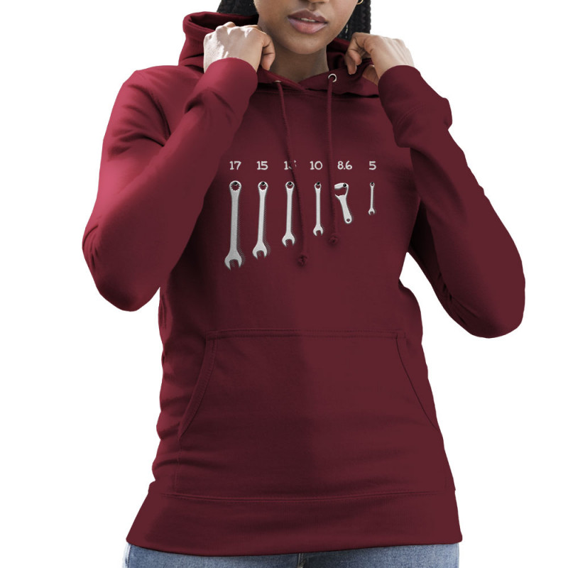 Sweat femme à capuche bordeaux Les bons outils (Gondrax,Alcool,Humour)