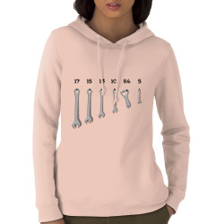 Sweat femme à capuche coton bio rose clair Les bons outils (Gondrax,Alcool,Humour)